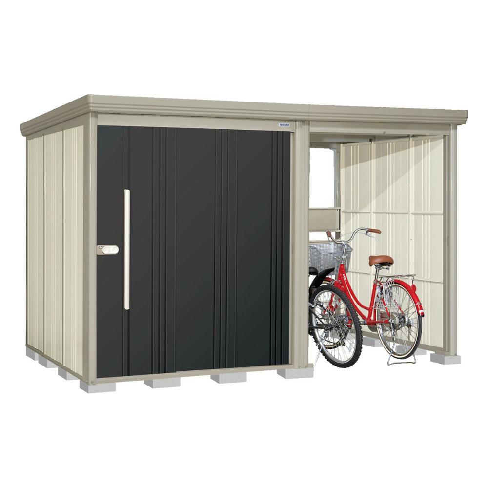 タクボ物置　Ｍｒ．ストックマン　プラスアルファ　間口３３５×奥行１９２ｃｍ　駐輪部間口１５０ｃｍ　多雪型・結露減少屋根　アイボリーブラック　ＴＰ－ＳＺ３３１９Ａ