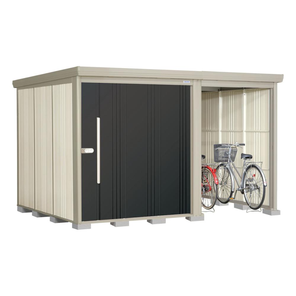 タクボ物置　Ｍｒ．ストックマン　プラスアルファ　間口３３５×奥行２２９ｃｍ　駐輪部間口１５０ｃｍ　多雪型・結露減少屋根　アイボリーブラック　ＴＰ－ＳＺ３３２２Ａ