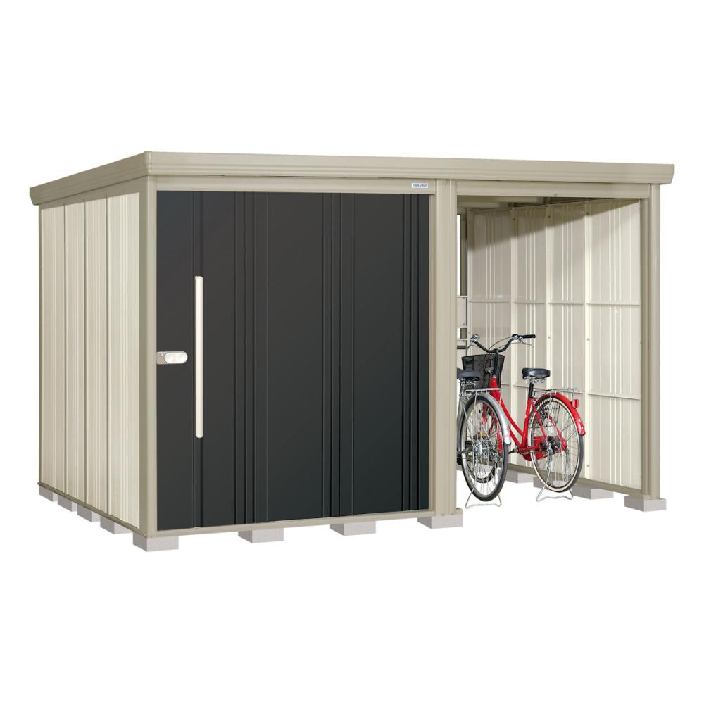 タクボ物置　Ｍｒ．ストックマン　プラスアルファ　間口３３５×奥行２６２ｃｍ　駐輪部間口１５０ｃｍ　一般型・標準屋根　アイボリーブラック　ＴＰ－３３２６Ａ