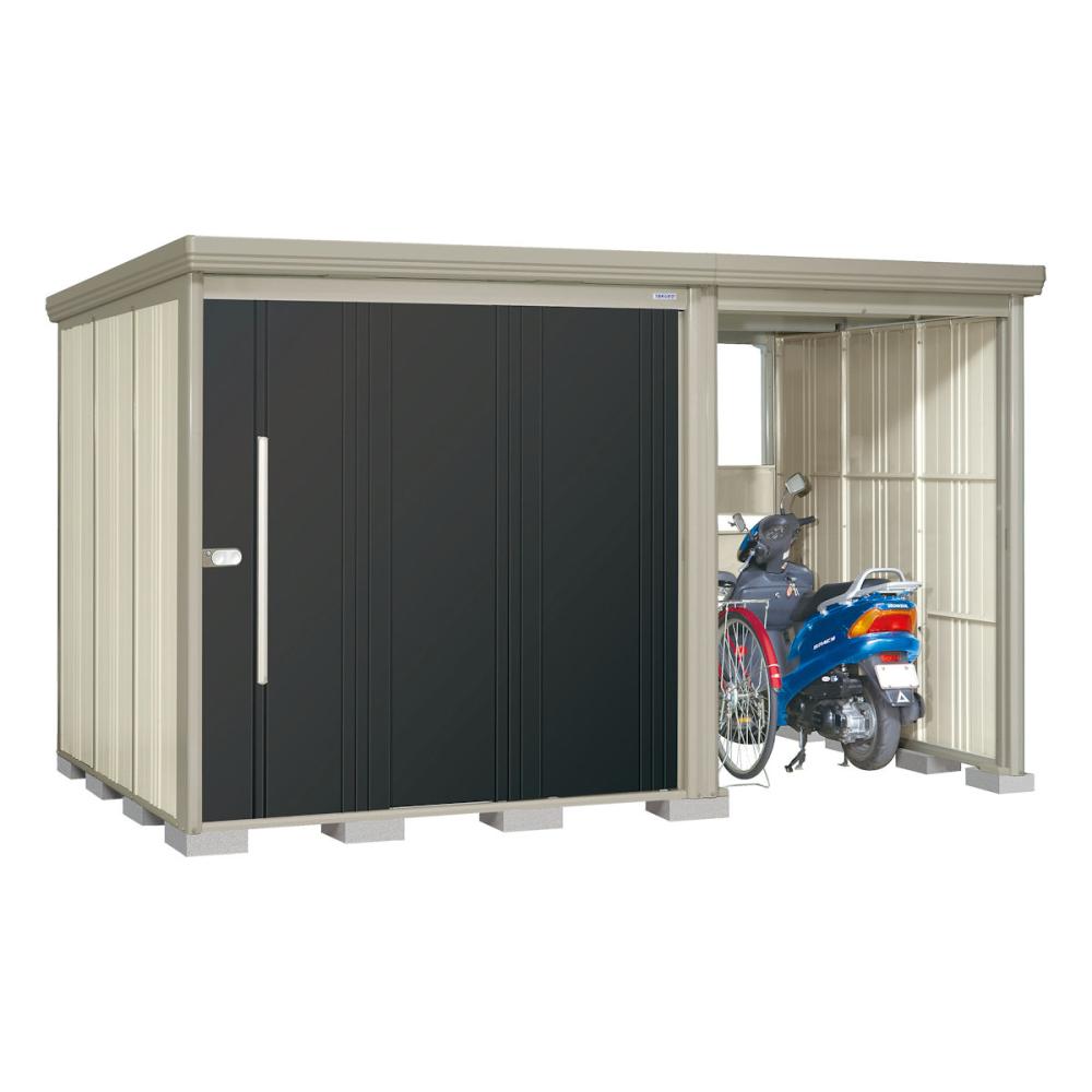 タクボ物置　Ｍｒ．ストックマン　プラスアルファ　間口３７２×奥行２２９ｃｍ　駐輪部間口１５０ｃｍ　多雪型・結露減少屋根　アイボリーブラック　ＴＰ－ＳＺ３７２２Ａ