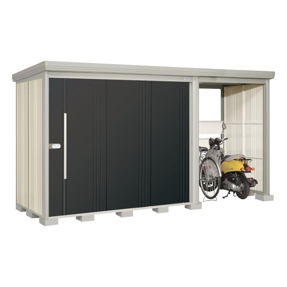 タクボ物置　Ｍｒ．ストックマン　プラスアルファ　間口４０５×奥行１５９ｃｍ　駐輪部間口１５０ｃｍ　多雪型・結露減少屋根　アイボリーブラック　ＴＰ－ＳＺ４０１５Ａ
