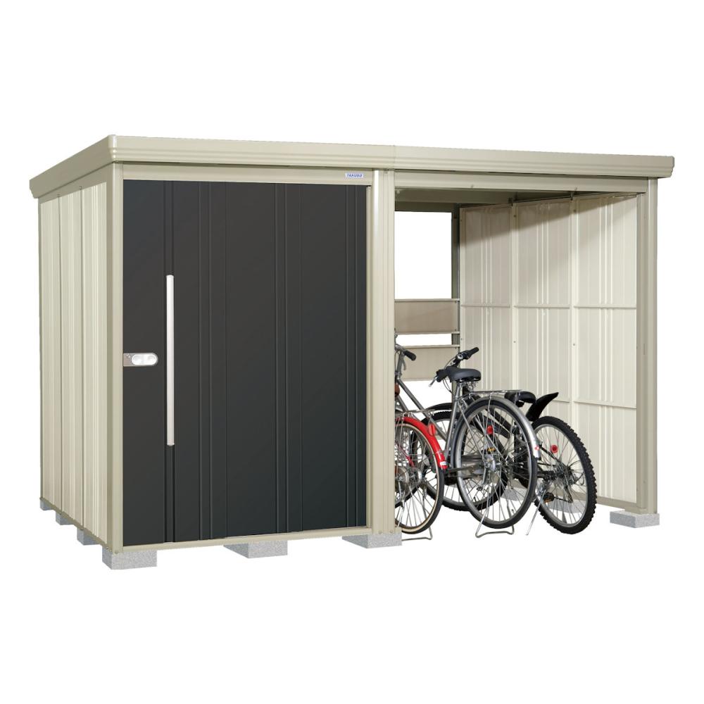 タクボ物置　Ｍｒ．ストックマン　プラスアルファ　間口３３５×奥行２２９ｃｍ　駐輪部間口１８３ｃｍ　多雪型・結露減少屋根　アイボリーブラック　ＴＰ－ＳＺ３３Ｒ２２Ａ