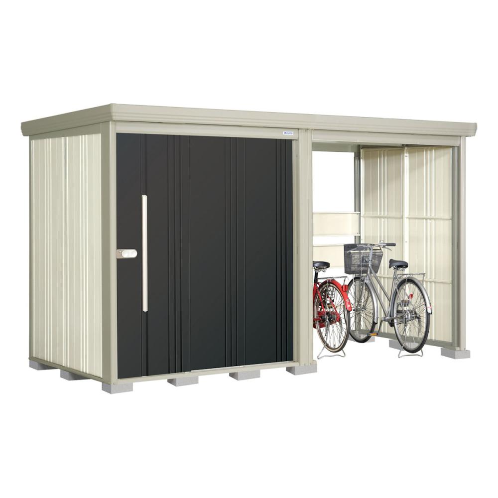タクボ物置　Ｍｒ．ストックマン　プラスアルファ　間口３６８×奥行１５９ｃｍ　駐輪部間口１８３ｃｍ　一般型・標準屋根　アイボリーブラック　ＴＰ－３７Ｒ１５Ａ