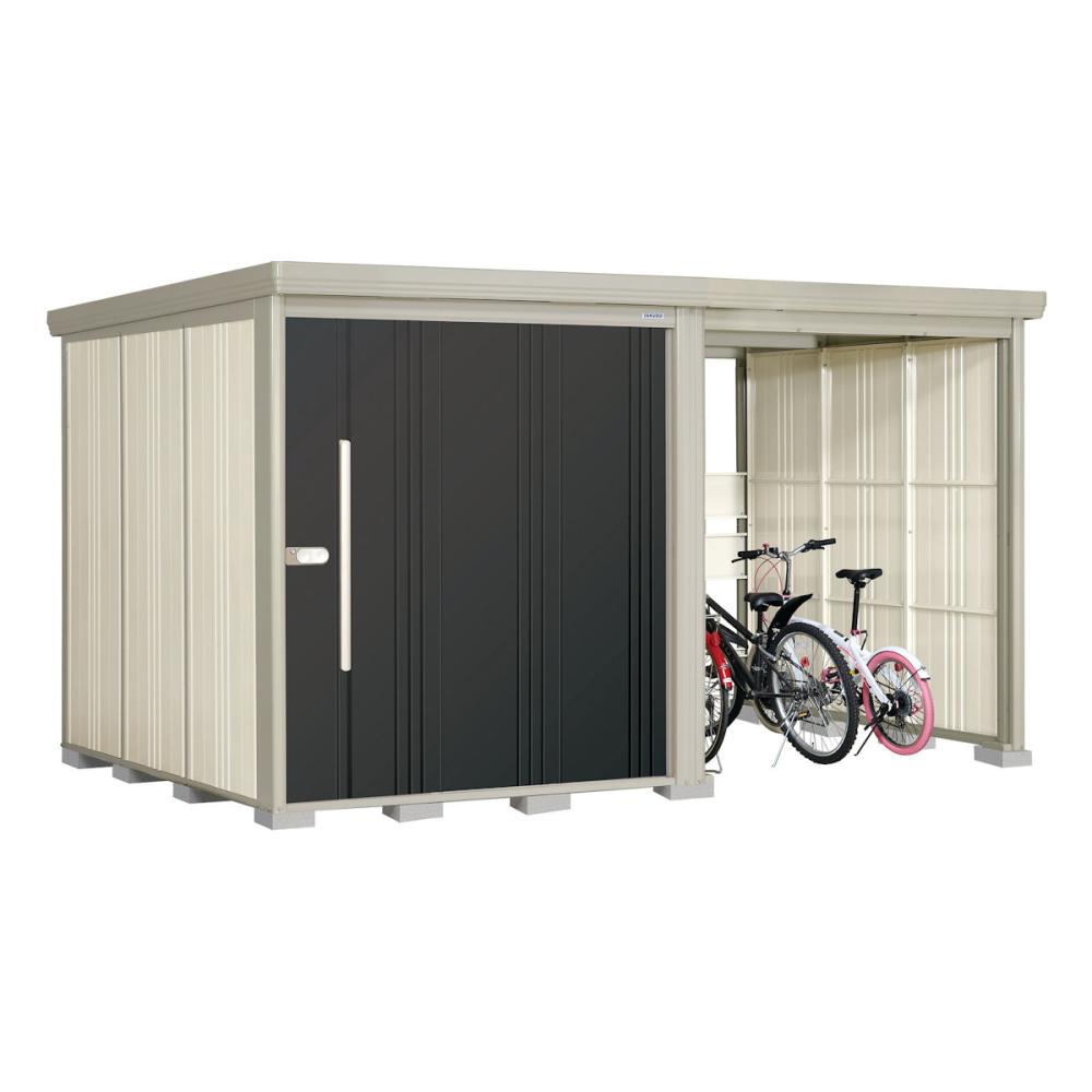 タクボ物置　Ｍｒ．ストックマン　プラスアルファ　間口３６８×奥行２２９ｃｍ　駐輪部間口１８３ｃｍ　多雪型・結露減少屋根　アイボリーブラック　ＴＰ－ＳＺ３７Ｒ２２Ａ