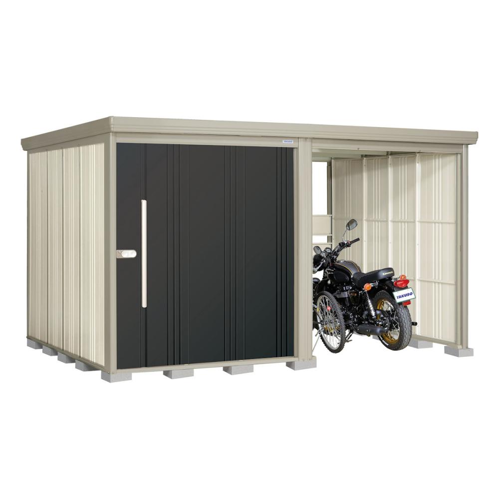 タクボ物置　Ｍｒ．ストックマン　プラスアルファ　間口３６８×奥行２６２ｃｍ　駐輪部間口１８３ｃｍ　多雪型・標準屋根　アイボリーブラック　ＴＰ－Ｓ３７Ｒ２６Ａ