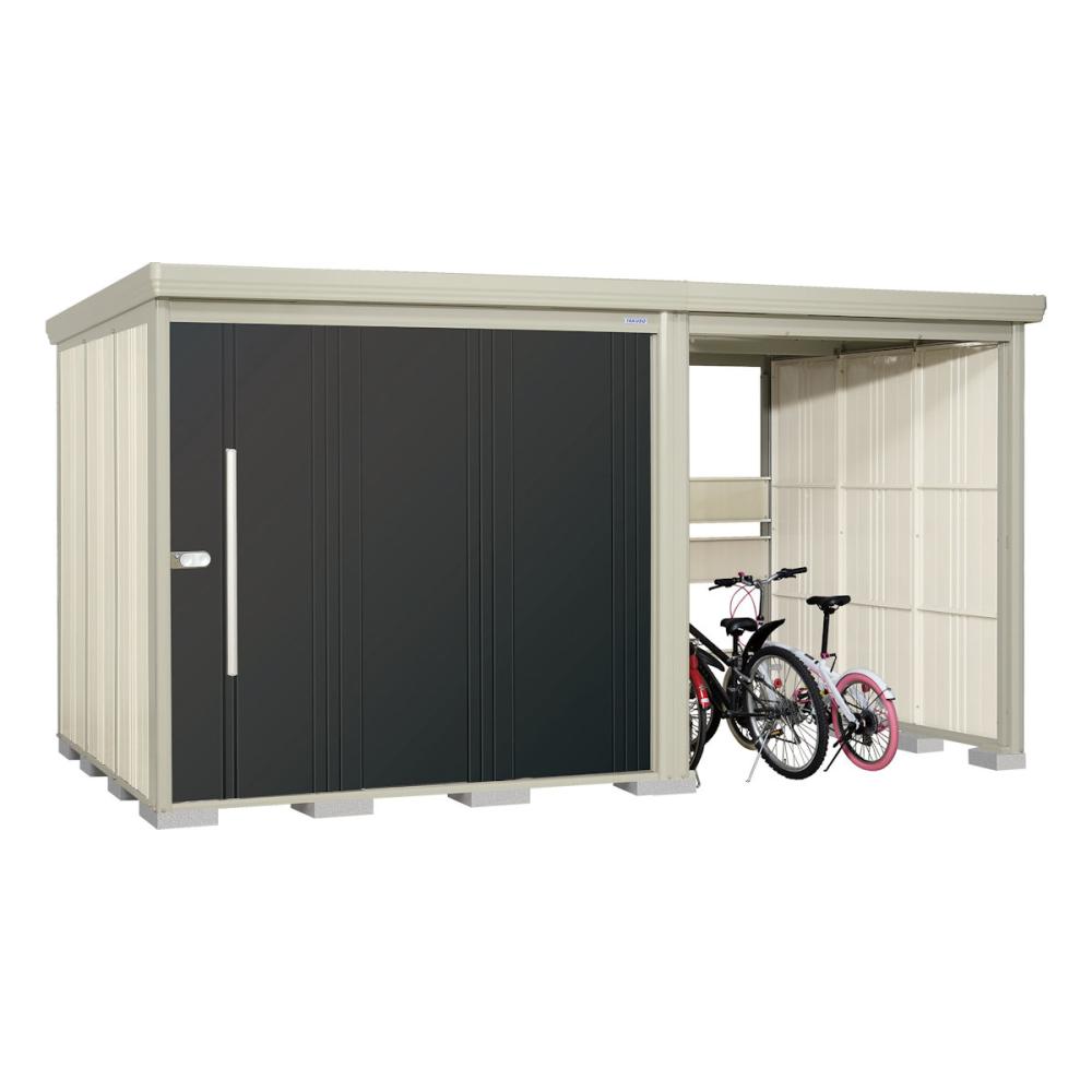 タクボ物置　Ｍｒ．ストックマン　プラスアルファ　間口４０５×奥行２２９ｃｍ　駐輪部間口１８３ｃｍ　一般型・標準屋根　アイボリーブラック　ＴＰ－４０Ｒ２２Ａ