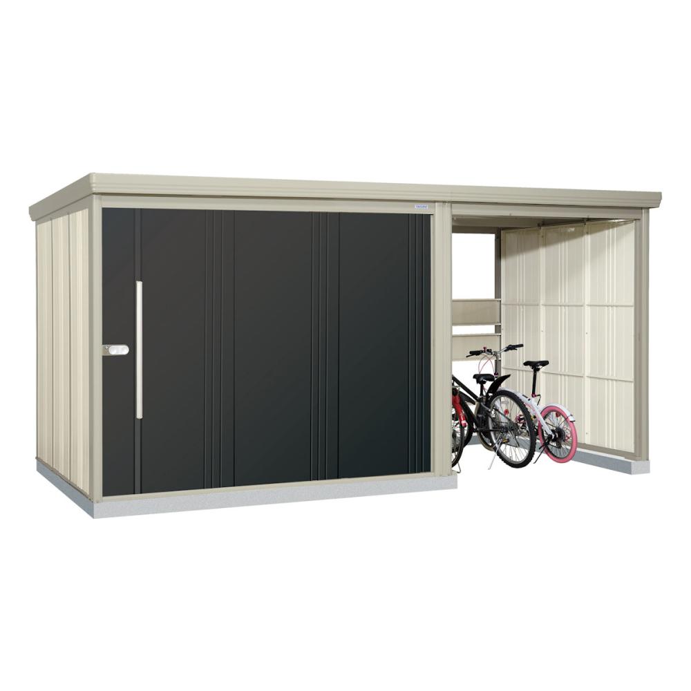 タクボ物置　Ｍｒ．ストックマン　プラスアルファ　間口４３８×奥行２２９ｃｍ　駐輪部間口１８３ｃｍ　一般型・結露減少屋根　アイボリーブラック　ＴＰ－Ｚ４３Ｒ２２Ａ