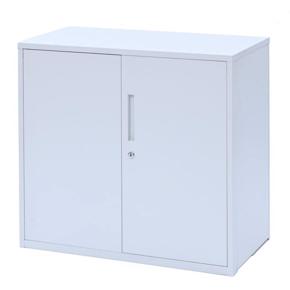 山善　両開きキャビネット　ホワイト　幅８０×高さ７６．５×奥行４０ｃｍ　ＥＦＣ－ＤＤ２ＵＰ（ＷＨ）