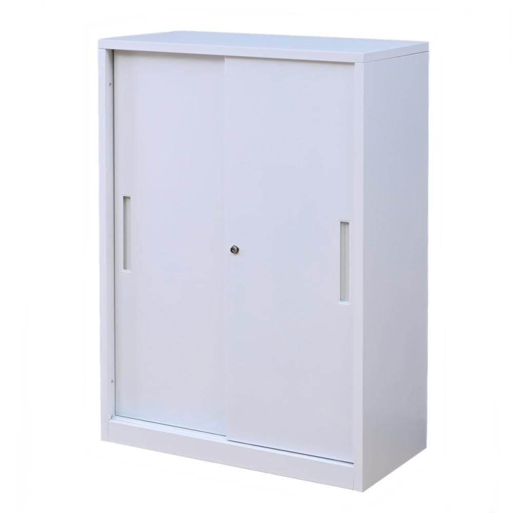 山善　引き戸キャビネット　ホワイト　幅８０×高さ１１３×奥行４０ｃｍ　ＣＳＣ－ＳＬ３（ＷＨ）