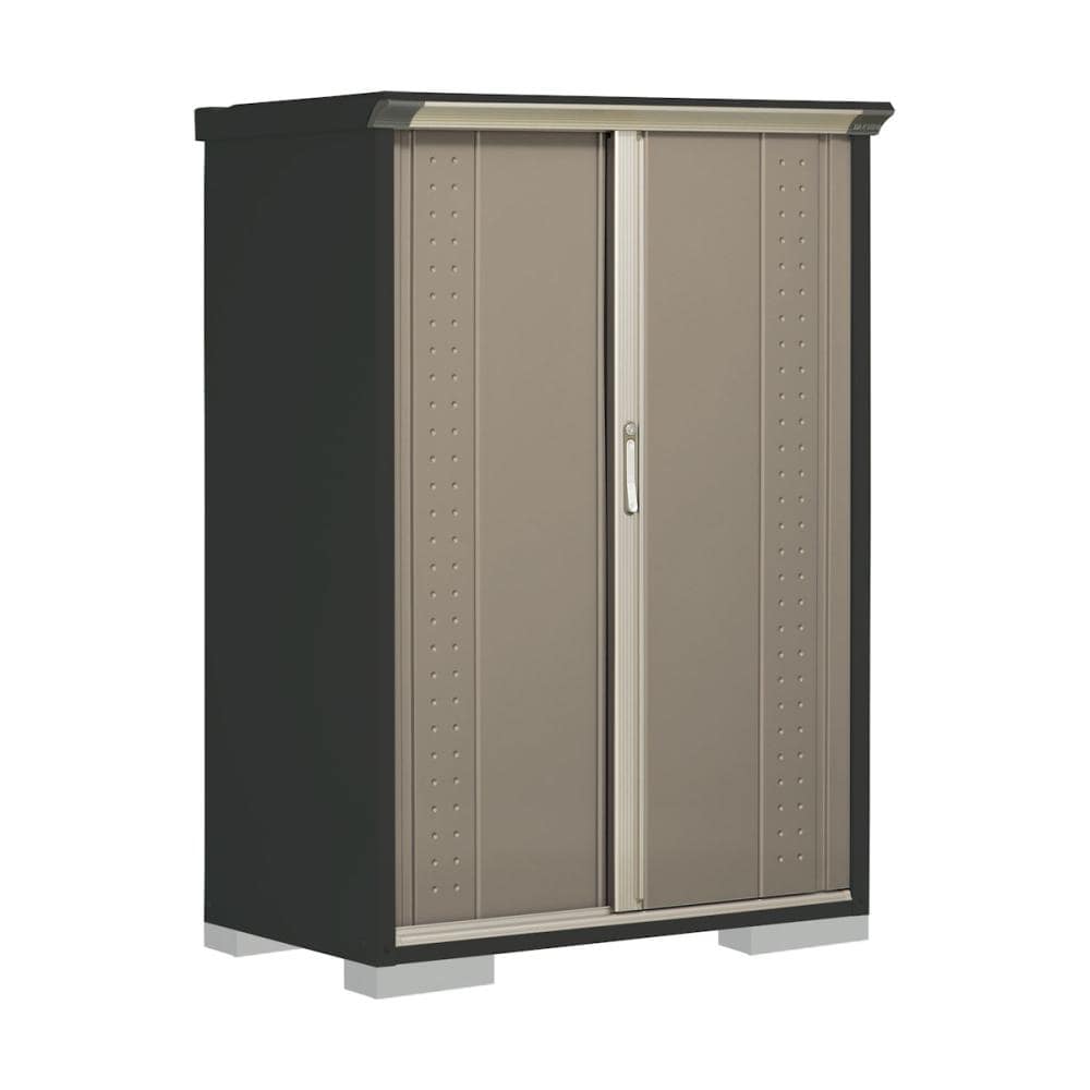 タクボ物置　グランプレステージ ジャンプ　本体アイボリーブラック　間口１１２×奥行６５×高さ１６０ｃｍ　全面棚タイプ　ナッツカーキ　ＧＰＹ－１１６ＢＦＫＡ