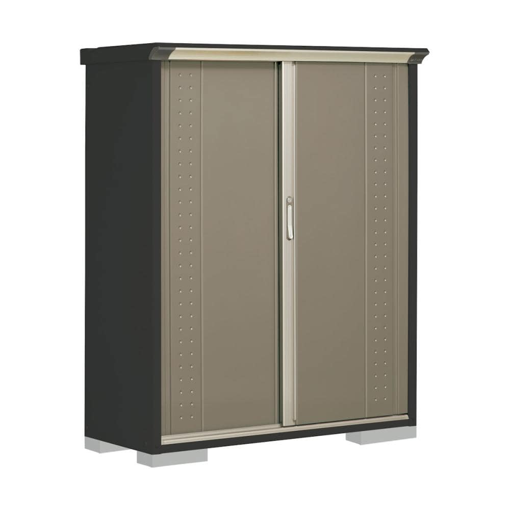 タクボ物置　グランプレステージ ジャンプ　本体アイボリーブラック　間口１３０×奥行５３×高さ１６０ｃｍ　全面棚タイプ　ムーンホワイト　ＧＰＹ－１３５ＢＦＭＷ