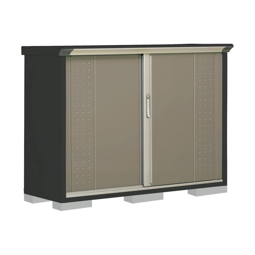 タクボ物置　グランプレステージ ジャンプ　本体アイボリーブラック　間口１５０×奥行５３×高さ１１０ｃｍ　全面棚タイプ　ナッツカーキ　ＧＰＹ－１５５ＤＦＫＡ