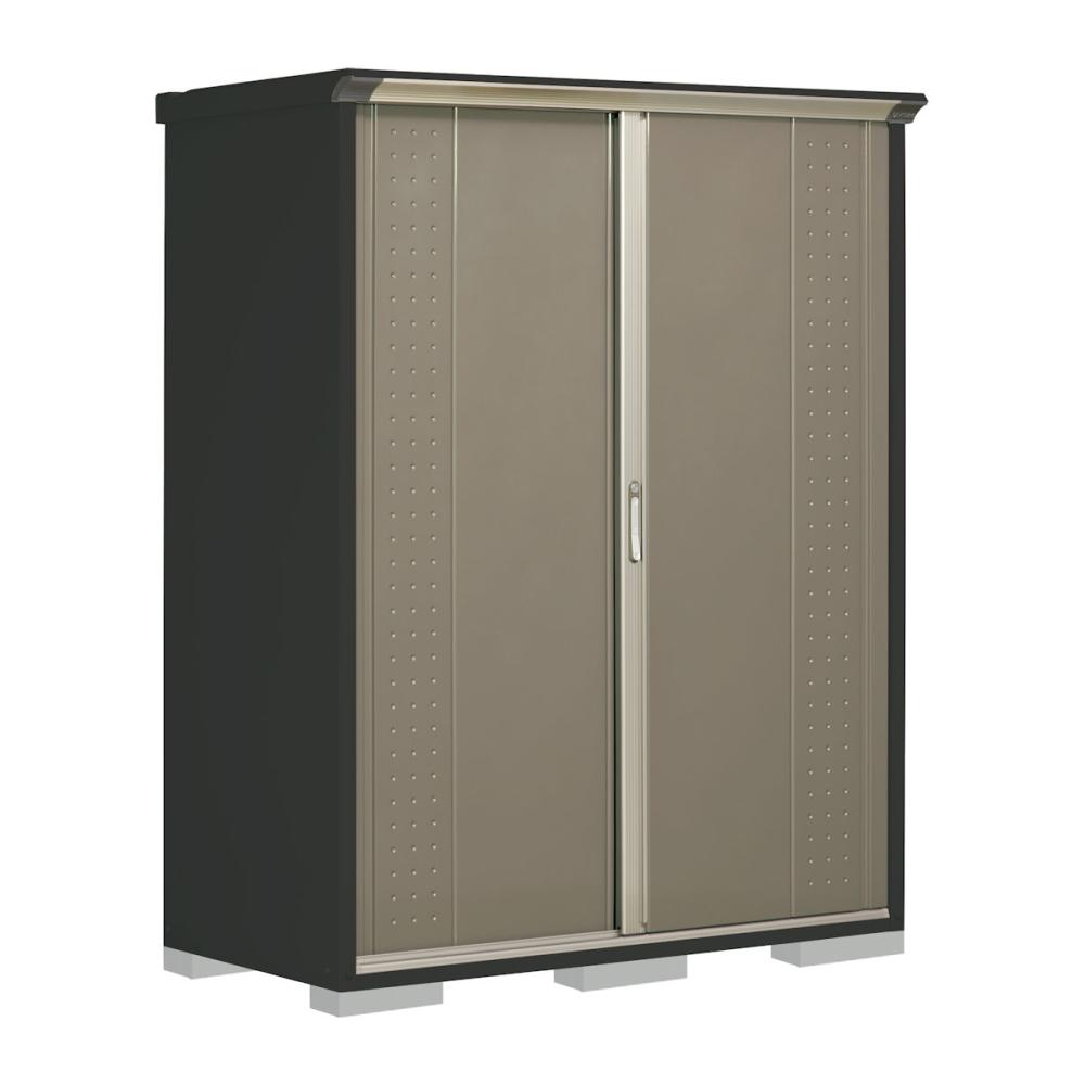 タクボ物置　グランプレステージ ジャンプ　本体アイボリーブラック　間口１５０×奥行７５×高さ１９０ｃｍ　全面棚タイプ　ナッツカーキ　ＧＰＹ－１５７ＡＦＫＡ