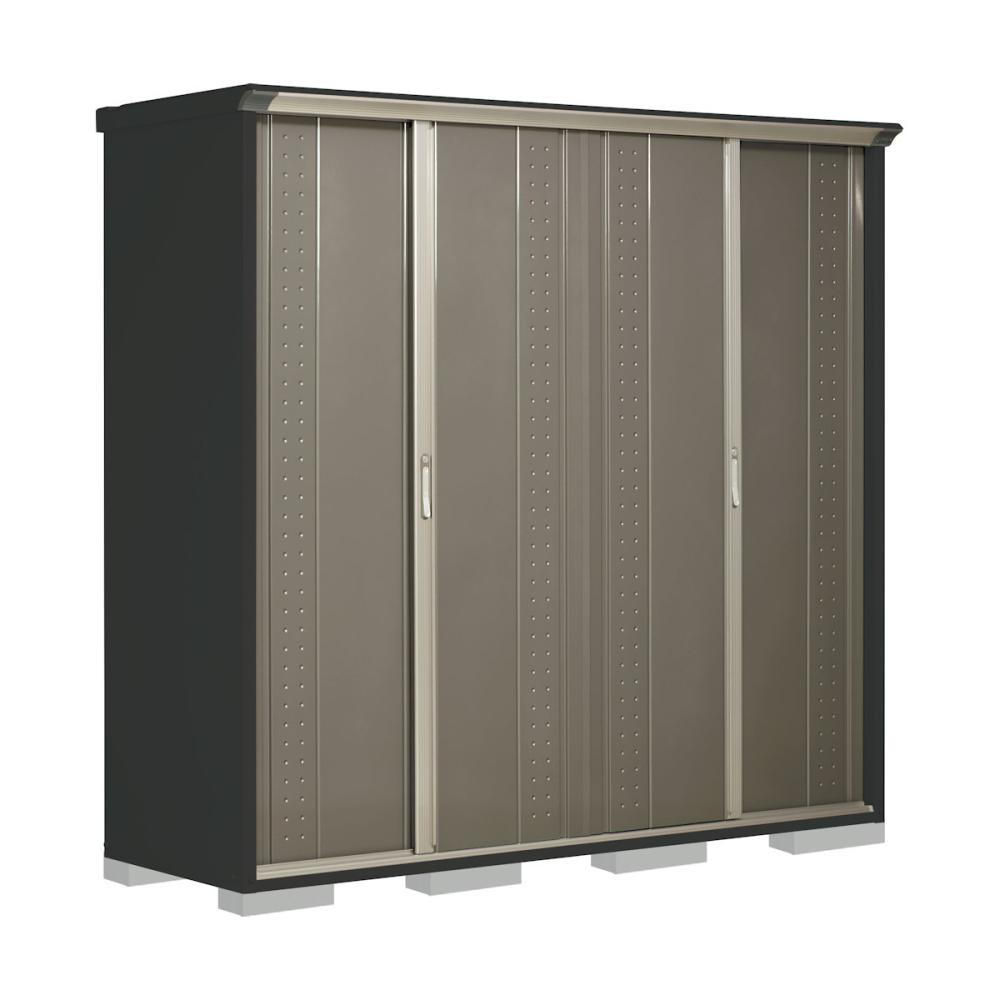 タクボ物置　グランプレステージ ジャンプ　本体アイボリーブラック　間口２２５×奥行７５×高さ２１０ｃｍ　全面棚タイプ　ナッツカーキ　ＧＰＹ－２２７ＨＦＫＡ