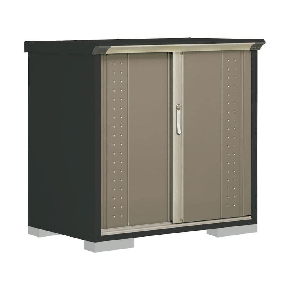 タクボ物置　グランプレステージ ジャンプ　本体アイボリーブラック　間口１１２×奥行７５×高さ１１０ｃｍ　たて置きタイプ　ルミナスシルバー　ＧＰＹ－１１７ＤＴＬＳ