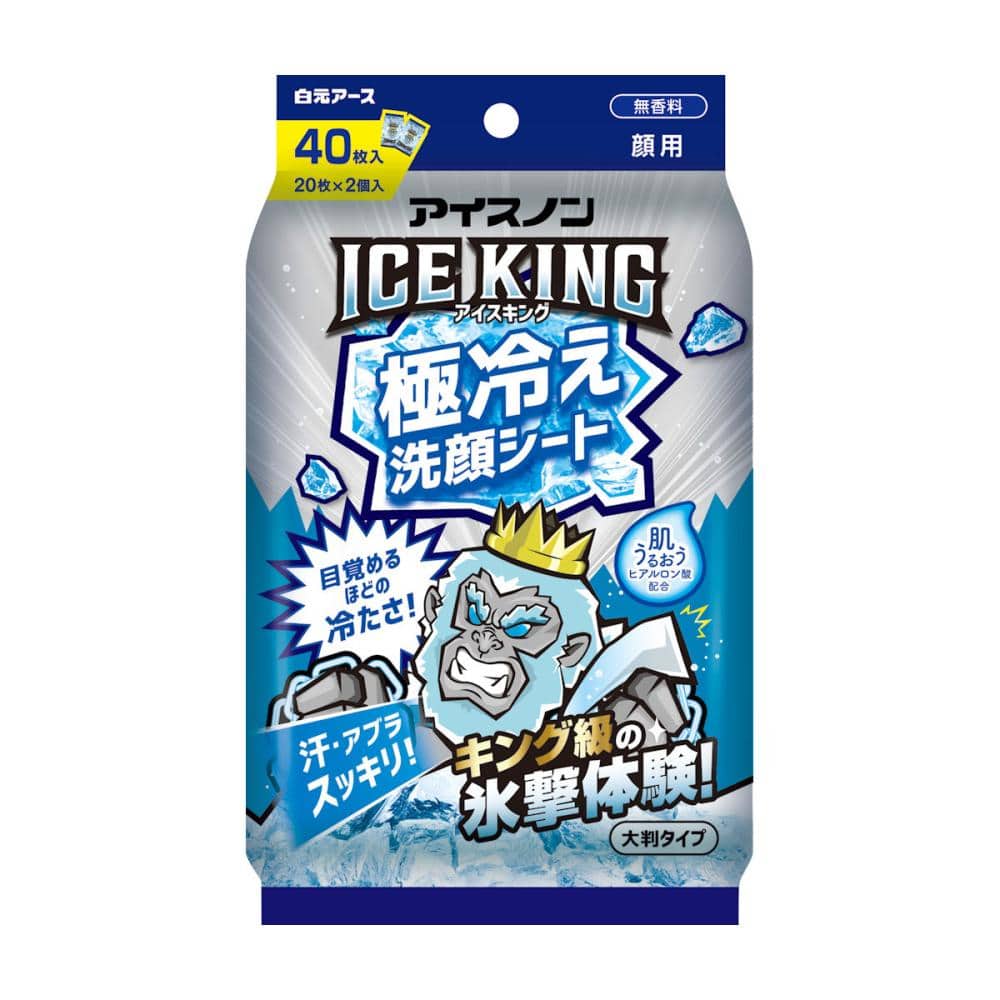 白元アース　アイスノン　ＩＣＥＫＩＮＧ　洗顔シート　無香　２０枚×２個入り