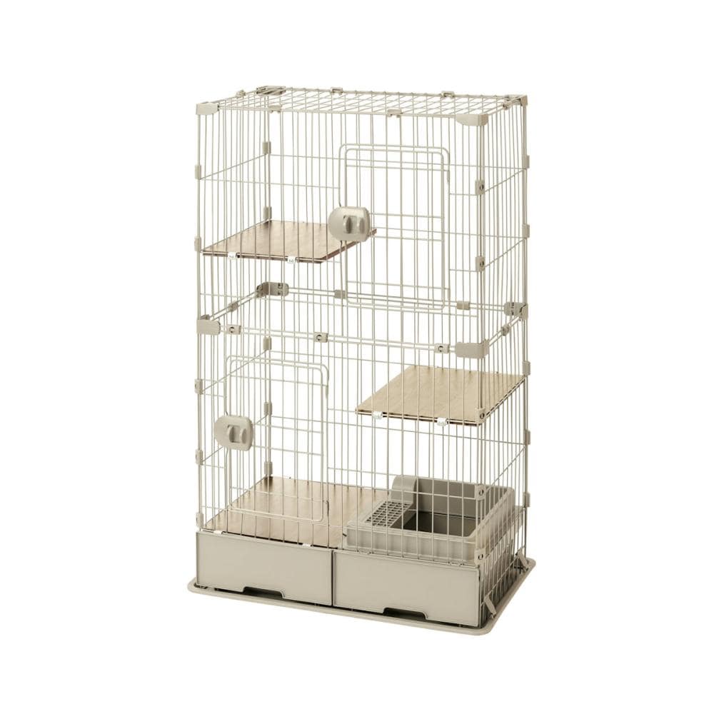 アイリスオーヤマ　トイレ付スリムキャットケージ　ライトベージュ　ＰＴＣ－７５２