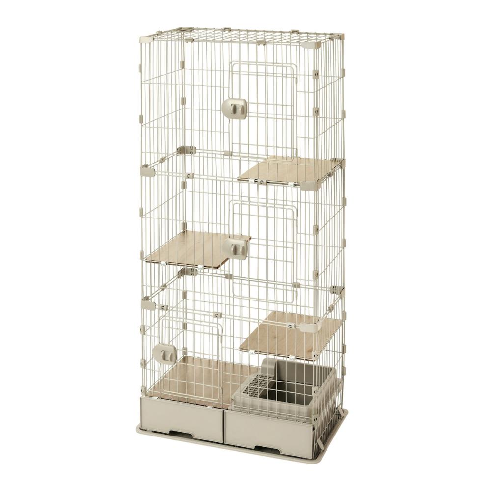 アイリスオーヤマ　トイレ付スリムキャットケージ　ライトベージュ　ＰＴＣ－７５３