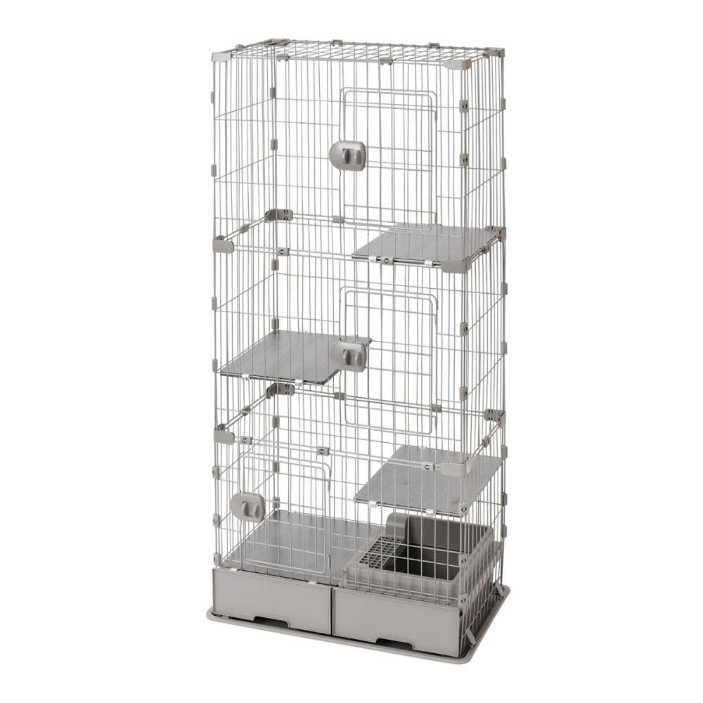 アイリスオーヤマ　トイレ付スリムキャットケージ　ライトグレー　ＰＴＣ－７５３