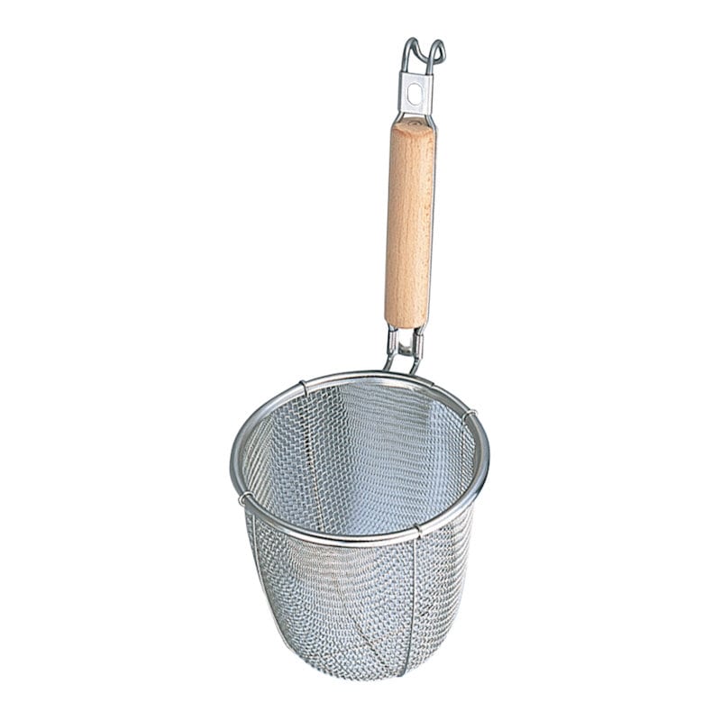 ミネックスメタル　ＭＩ　１８－８ステンレス　白木柄うどんテボ（８Ｍ）丸底１４０