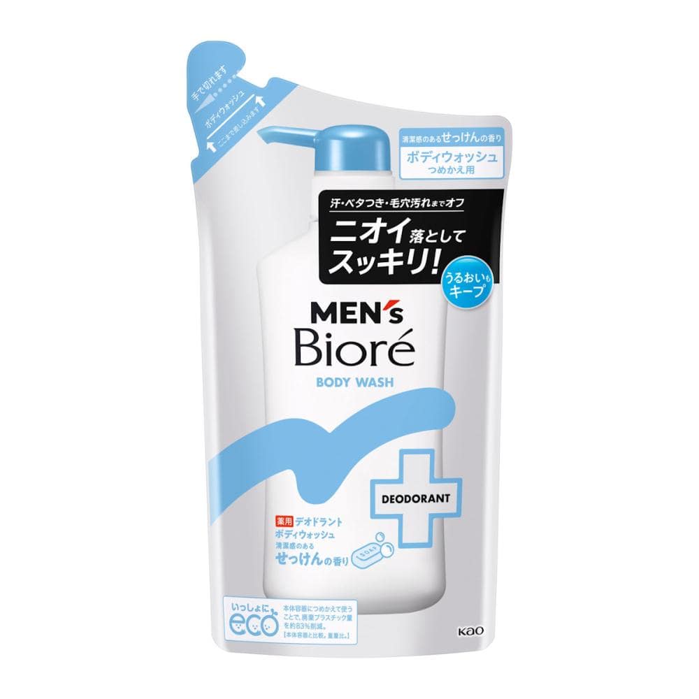 花王　メンズビオレ　薬用デオドラントボディウォッシュ　清潔感のあるせっけん　詰め替え用　３６０ｍＬ
