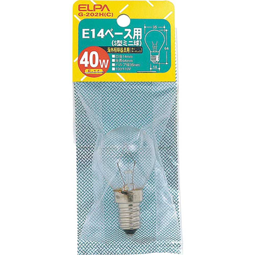 ＥＬＰＡ　Ｅ１４Ｓ型ミニ４０Ｗ　Ｇ－２０２Ｈ（Ｃ）＿