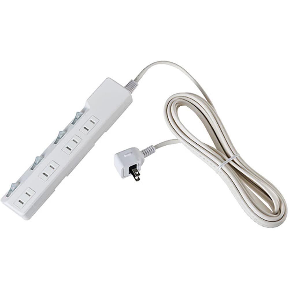 ＥＬＰＡ　コード付タップ　耐雷ＳＷ付タップ（ブレーカー）　４個口５Ｍ　ＷＬＫ－４５Ｂ（Ｗ）＿