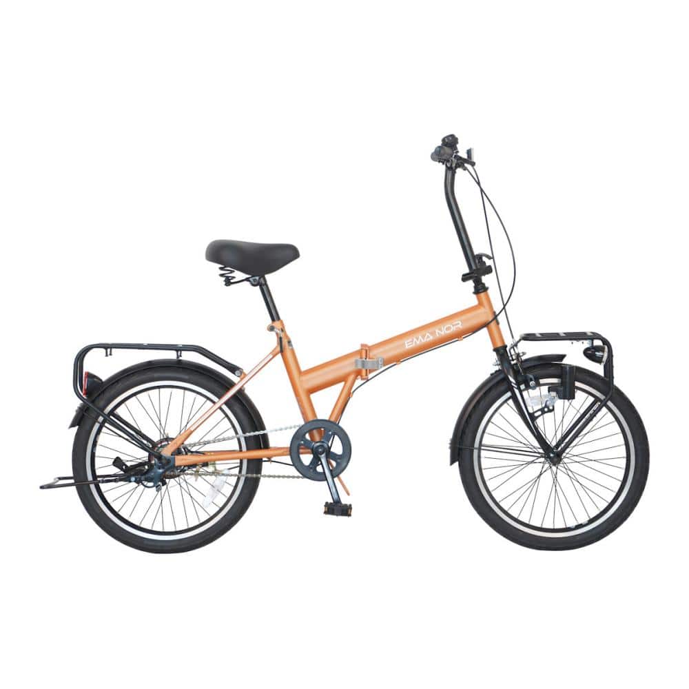折りたたみ車　２０インチ　ノーパンク　エマノール　マットオレンジ