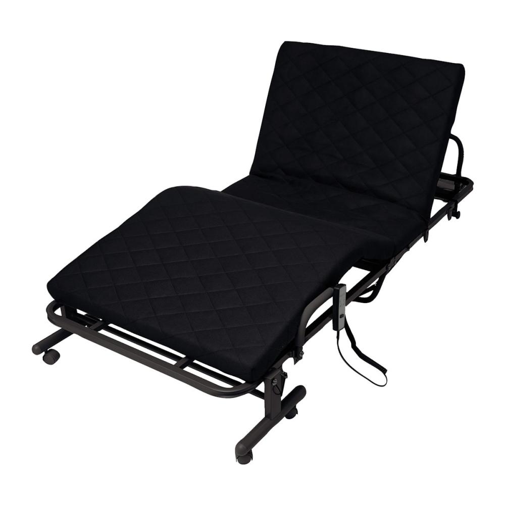 電動リクライニング　メッシュキルトベッド　高反発　シングル　ブラック