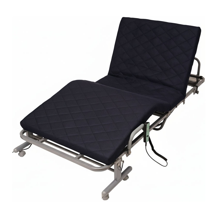 電動リクライニング　メッシュキルトベッド　高反発　シングル　ネイビー