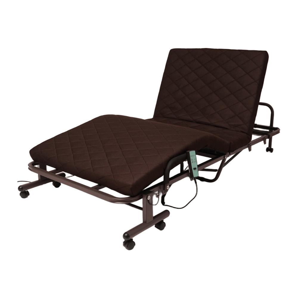 電動リクライニング　メッシュキルトベッド　高反発　シングル　ブラウン