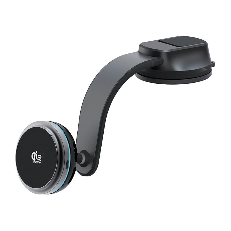 カシムラ　冷却機能付　Ｑｉ２／２５Ｗ　ダブルマグネットワイヤレス充電　フレキシブル　ローアングル　吸盤取付　ＫＷ６３