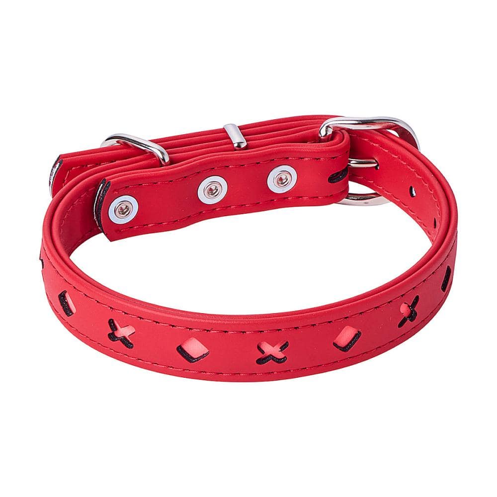 ペティオ　犬用首輪　反射クロスダイヤ　平首輪　２４ｍｍ　レッド