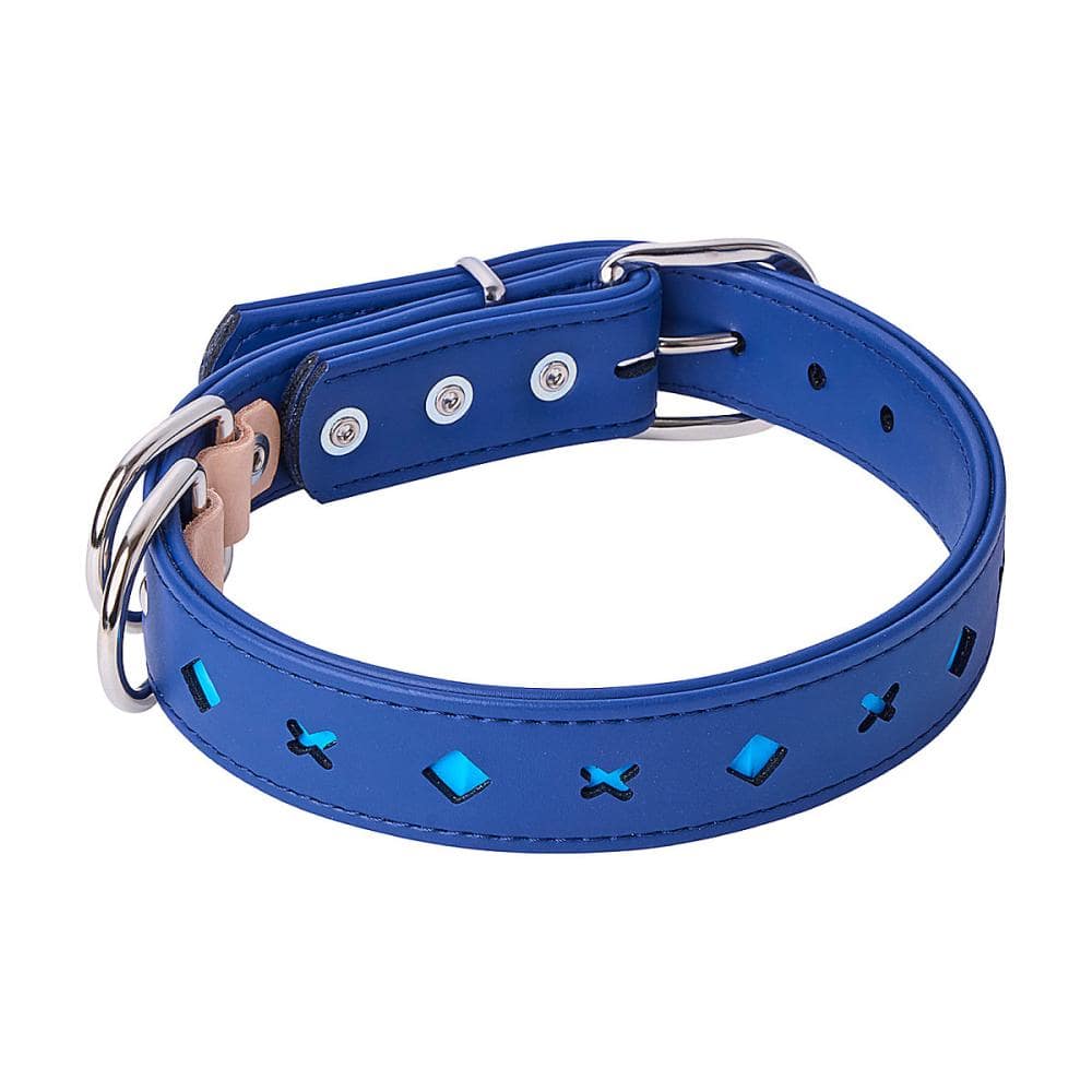 ペティオ　犬用首輪　反射クロスダイヤ　平首輪　３６ｍｍ　ブルー