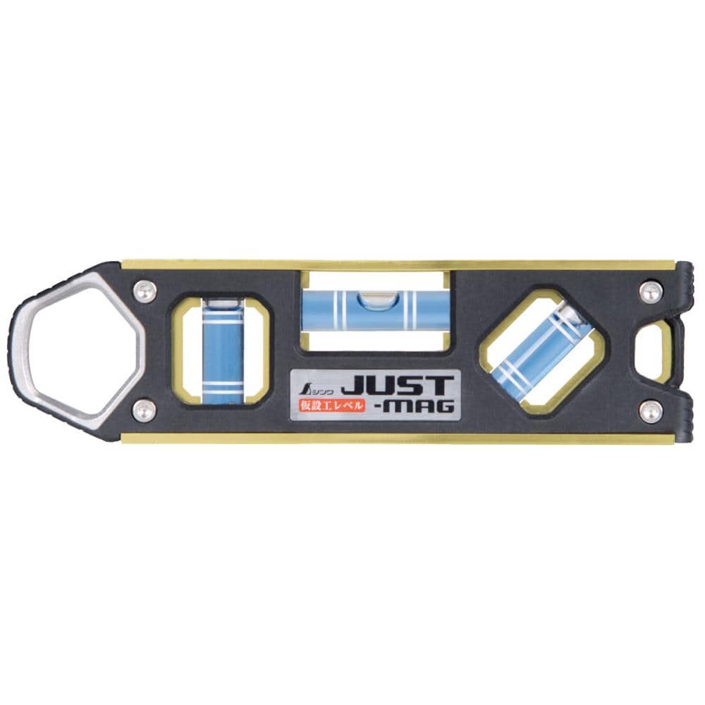 シンワ測定　仮設工レベル　ＪＵＳＴ－ＭＡＧ　１５０ｍｍ　ゴールド　マグネット付　７３４３９