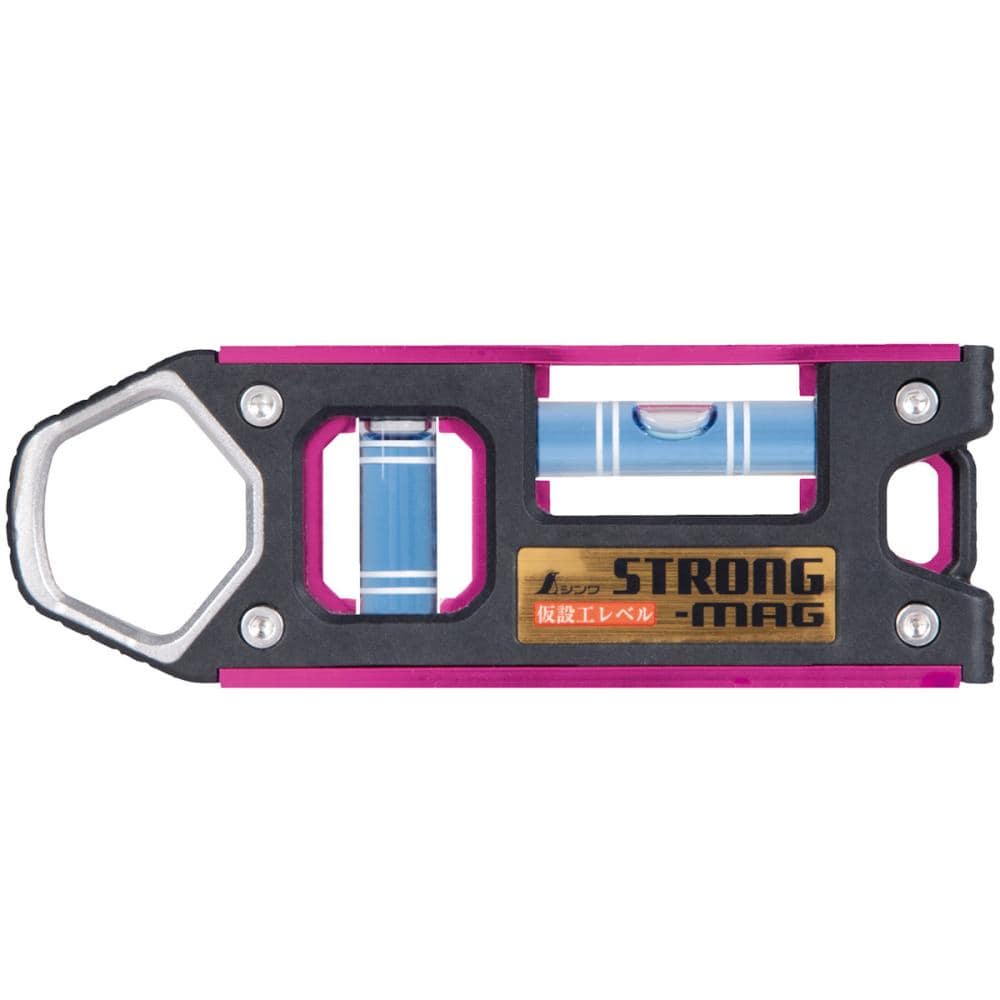 シンワ測定　仮設工レベル　ＳＴＲＯＮＧ－ＭＡＧ　１００ｍｍ　ピンク　マグネット付　７３４７７