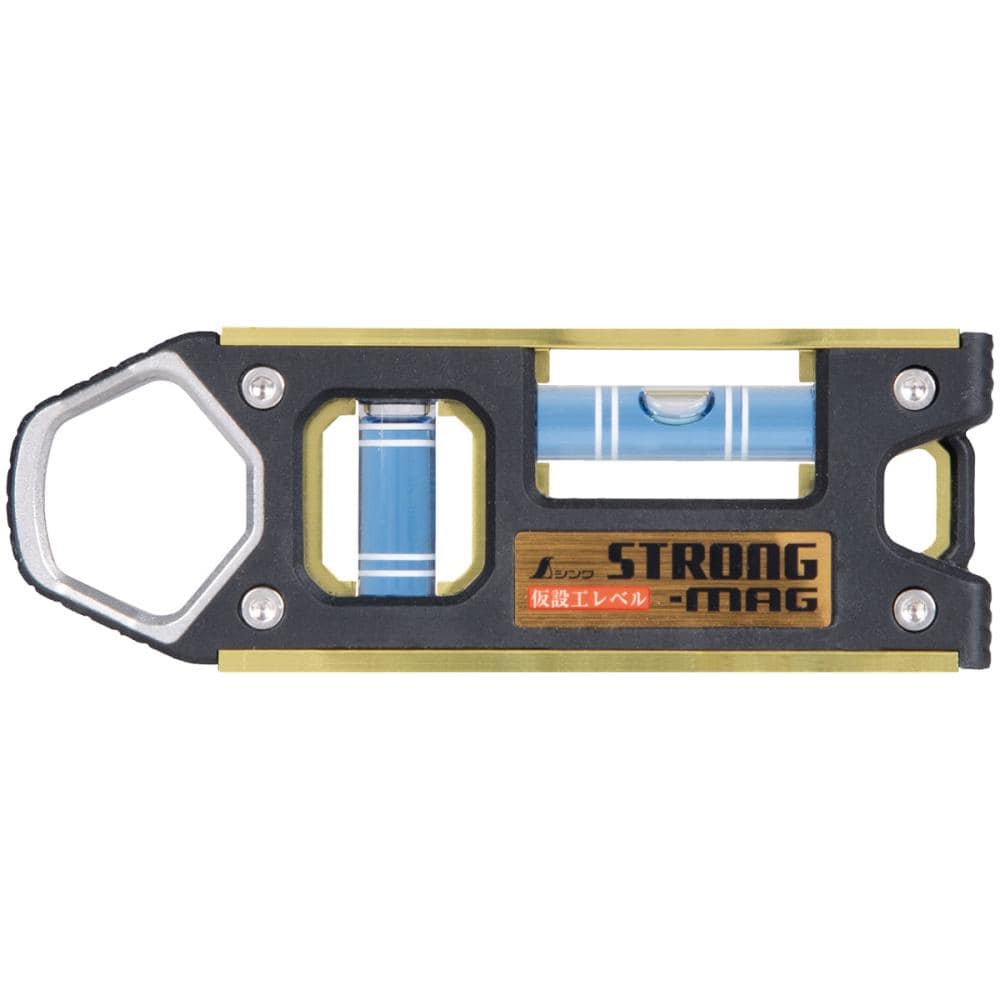 シンワ測定　仮設工レベル　ＳＴＲＯＮＧ－ＭＡＧ　１００ｍｍ　ゴールド　マグネット付　７３４８２