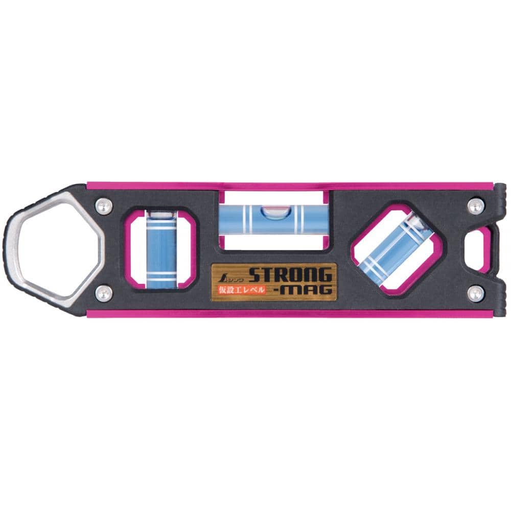 シンワ測定　仮設工レベル　ＳＴＲＯＮＧ－ＭＡＧ　１５０ｍｍ　ピンク　マグネット付　７３４７９