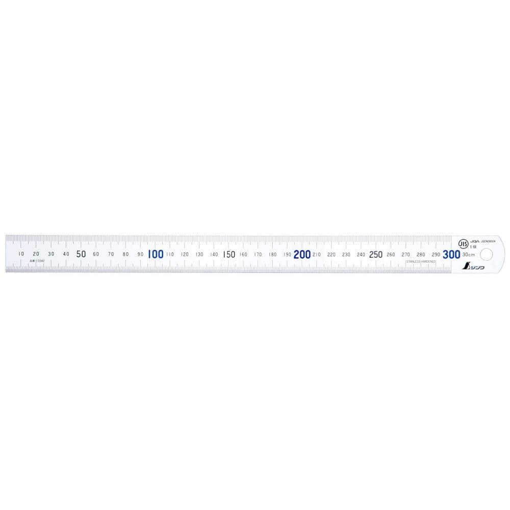 シンワ測定　直尺　タフホワイト　３０ｃｍ　青数字入　ＪＩＳ　１３３４２