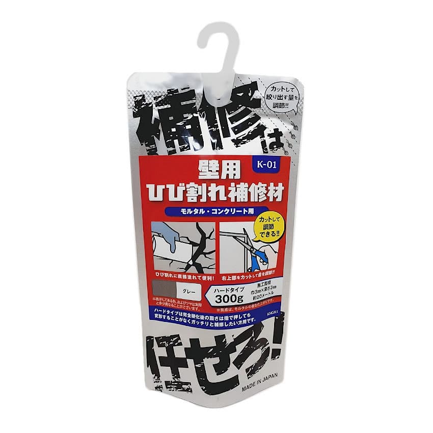 家庭化学　壁用ひび割れ補修材　ハードタイプ　グレー　３００ｇ　Ｋ－１
