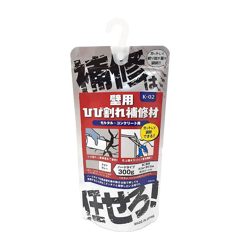 家庭化学　壁用ひび割れ補修材　ハードタイプ　ライトグレー　３００ｇ　Ｋ－２