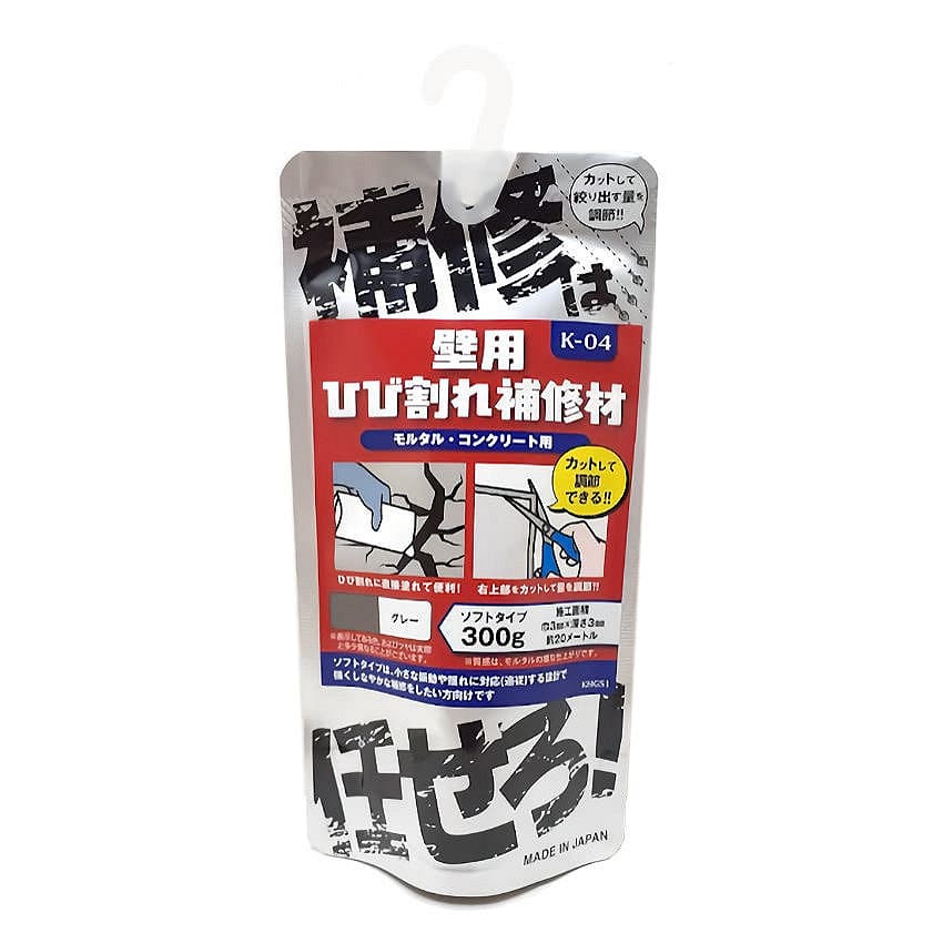 家庭化学　壁用ひび割れ補修材　ソフトタイプ　グレー　３００ｇ　Ｋ－４