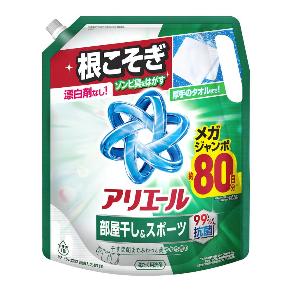 Ｐ＆Ｇ　アリエールジェル部屋干し＆スポーツ　つめかえメガサイズ　１９５０ｇ