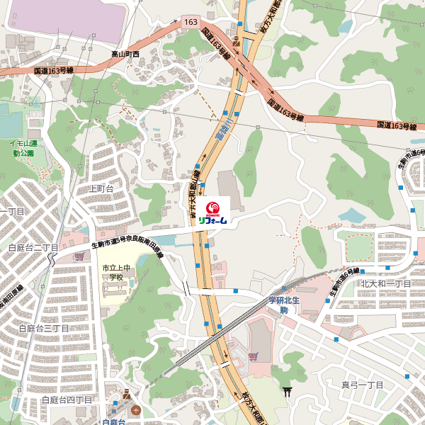 コメリリフォーム生駒店周辺