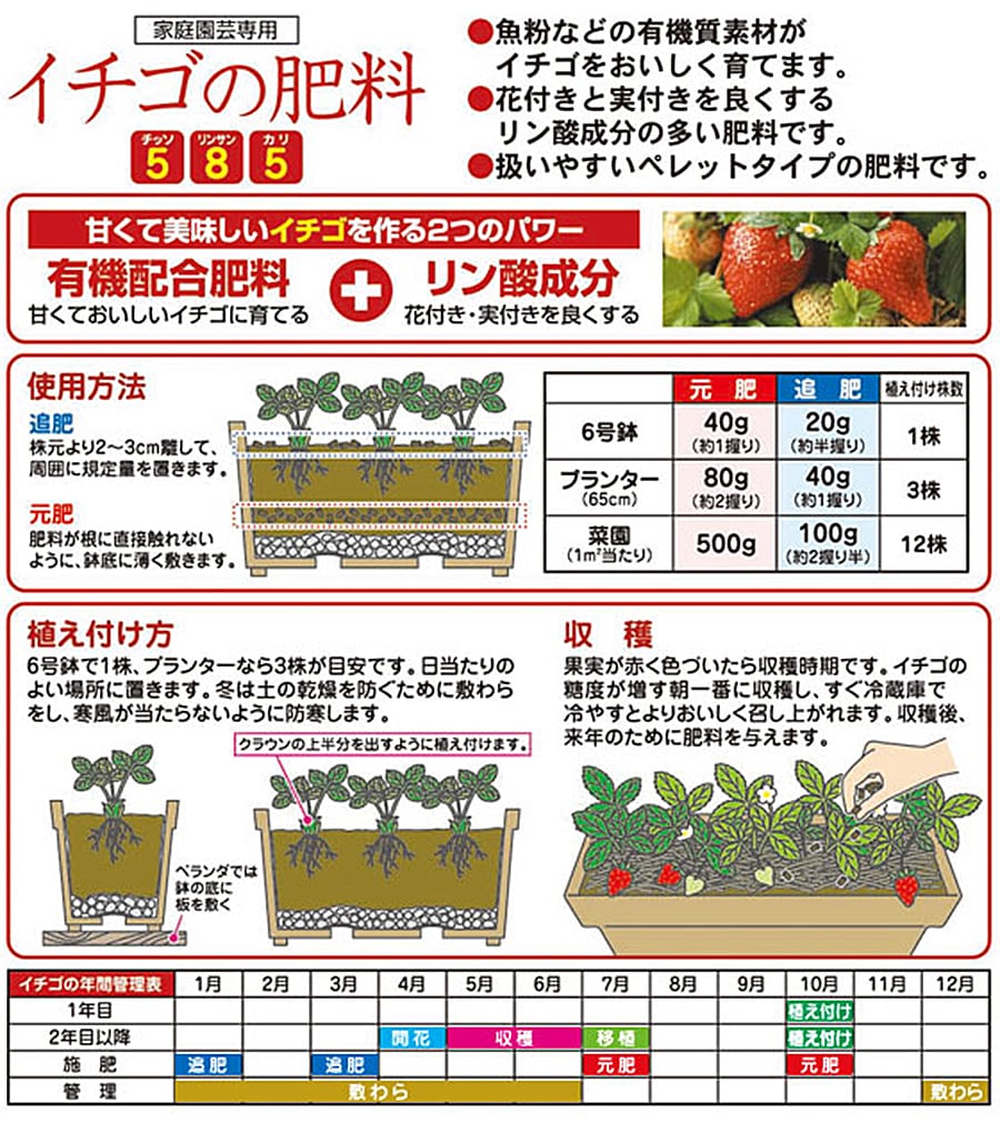 イチゴの肥料 ４００ｇ ホームセンター通販コメリドットコム