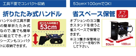 工具不要でコンパクト収納　53㎝×100㎝でOK！