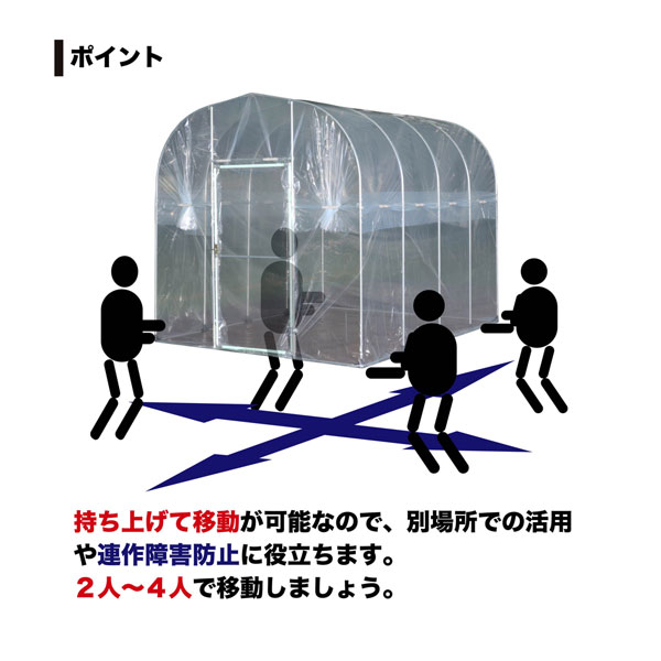 南栄工業 移動式菜園ハウス BH-2236 サイズ：間口 2.2ｍ 奥行 3.6ｍ 高さ 2.2ｍ - 4