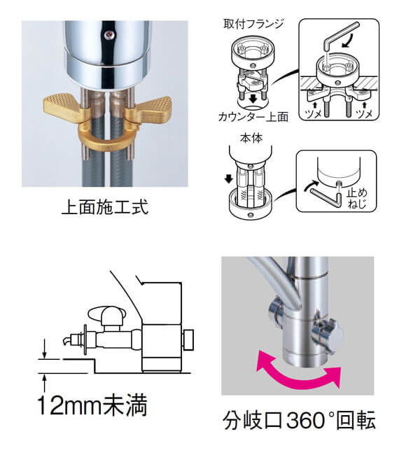 SANEI キッチン用 シングルワンホール混合栓 上面施工式 寒冷地用 K87110TJK-13 - 4