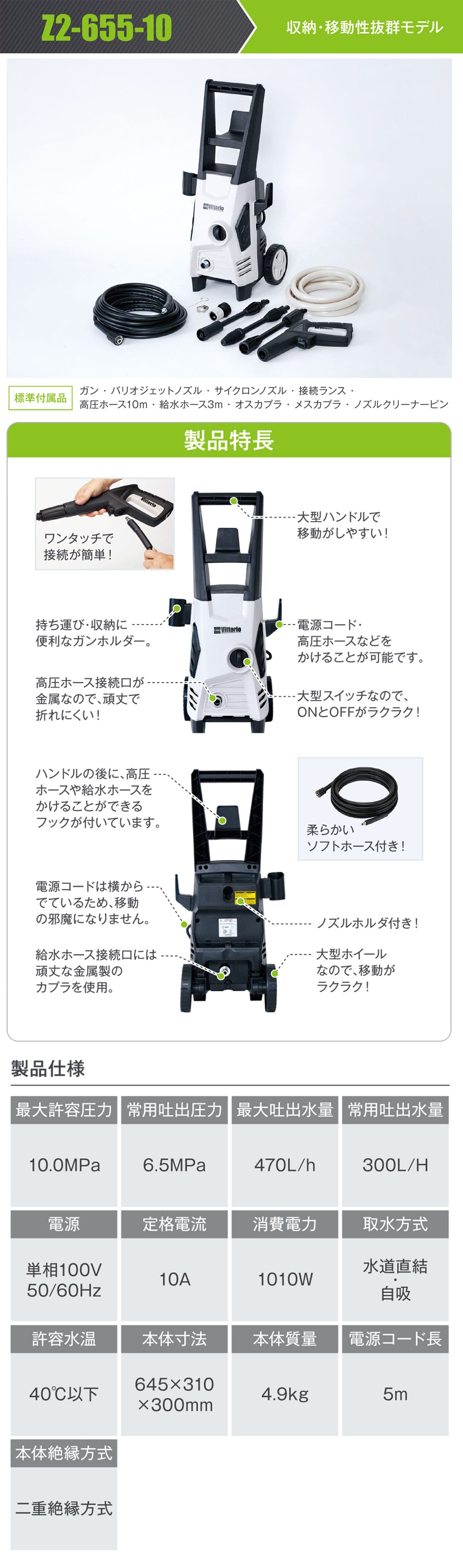 蔵王産業 ZAOH 高圧洗浄機 Vittorio Z2－655