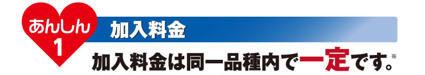 あんしん1 加入料金：加入料金は同一品種内で一定です。